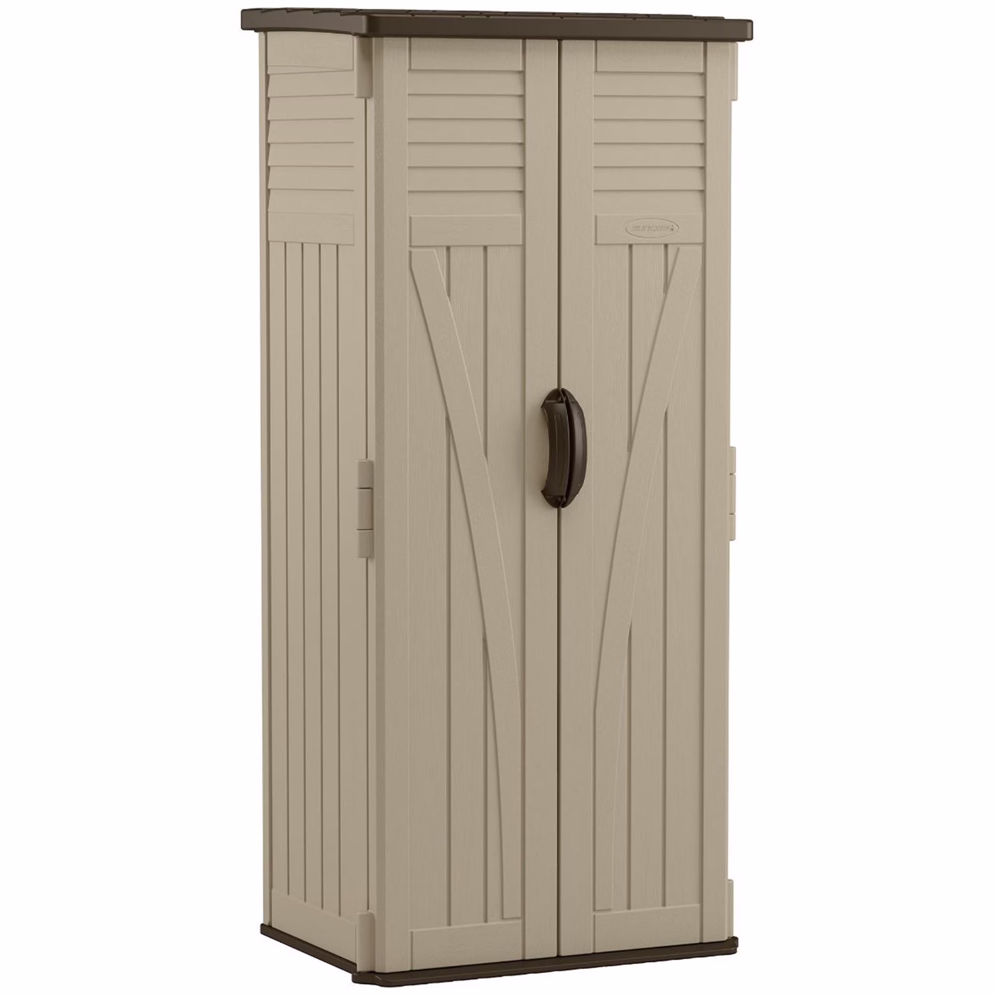 22 Cubic Feet All-Weather Vertical Tall Outdoor Storage Shed, Brown(2'6" x 2'1")