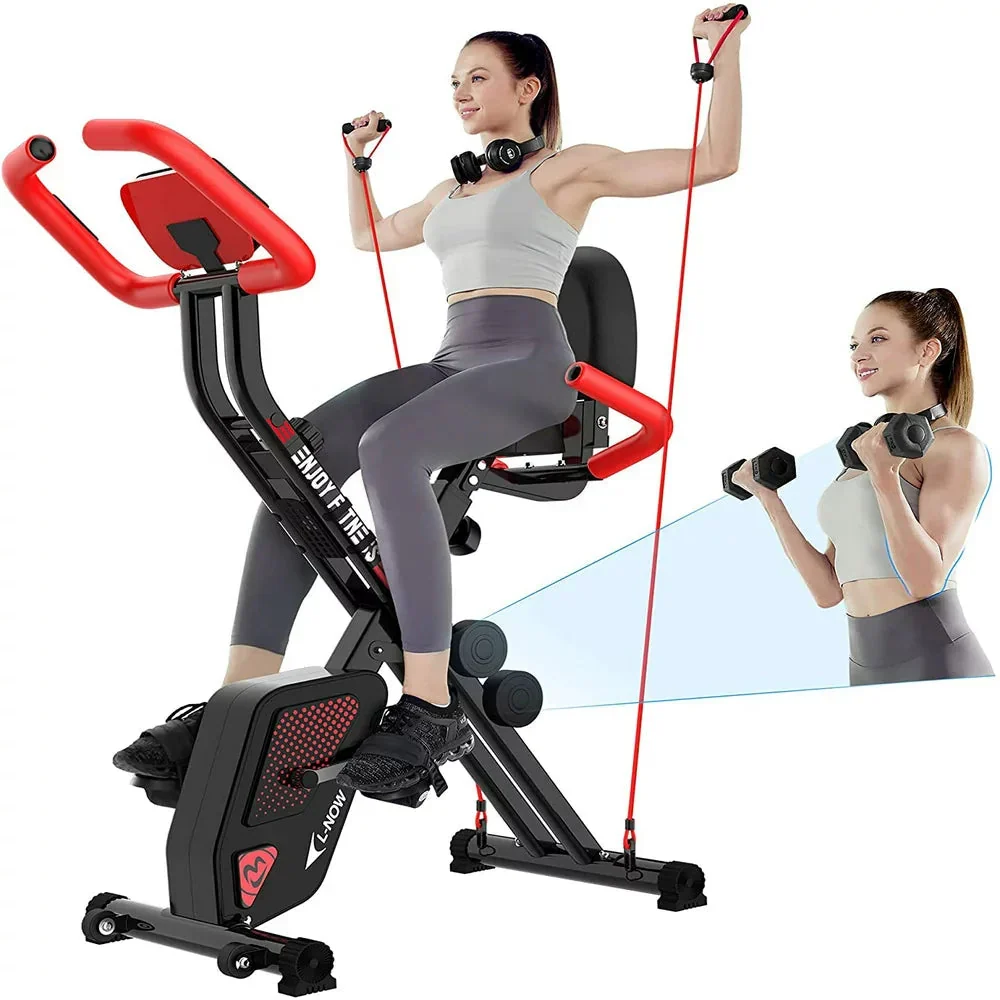 Pooboo 3 In 1 Foldable Exercise Bike Indoor Cycling Bike Workout 300Lb