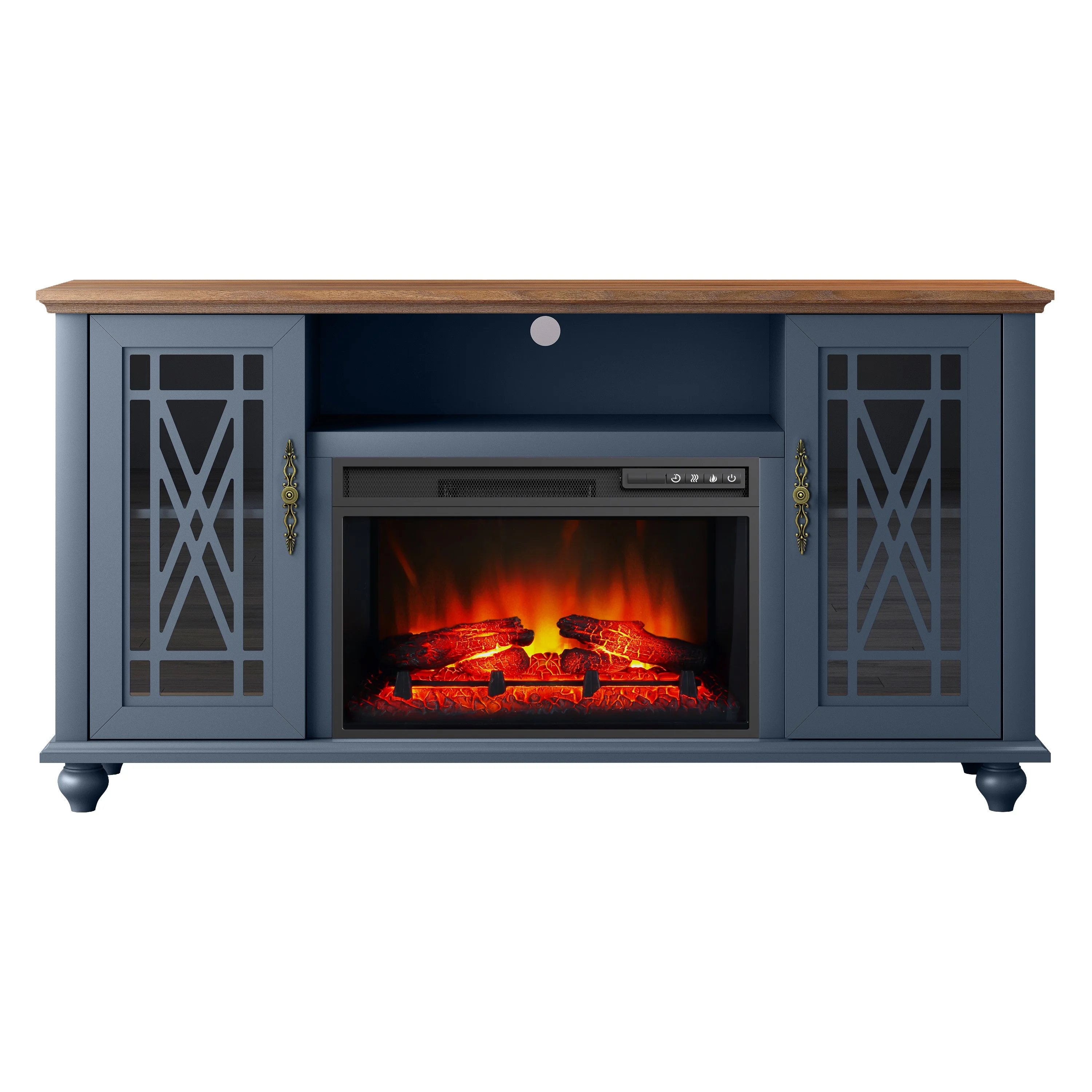 Elegant 61" TV Stand with Fireplace Green(Green) - Image 10