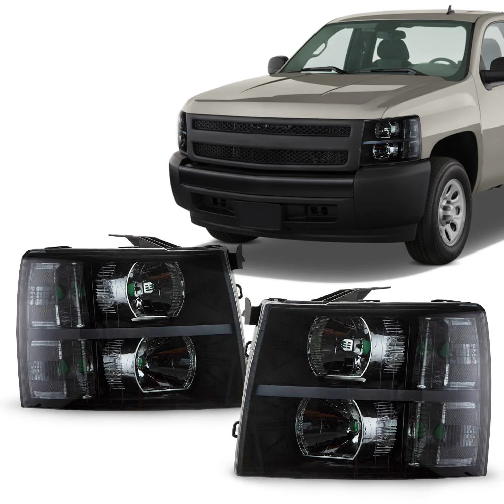 G - Plus LED DRL Headlights Fit for 2007 - 2014 Chevy Silverado 2500 3500 & HD Models/2007 - 2013 Chevy Silverado 1500 Bumper Headlamp