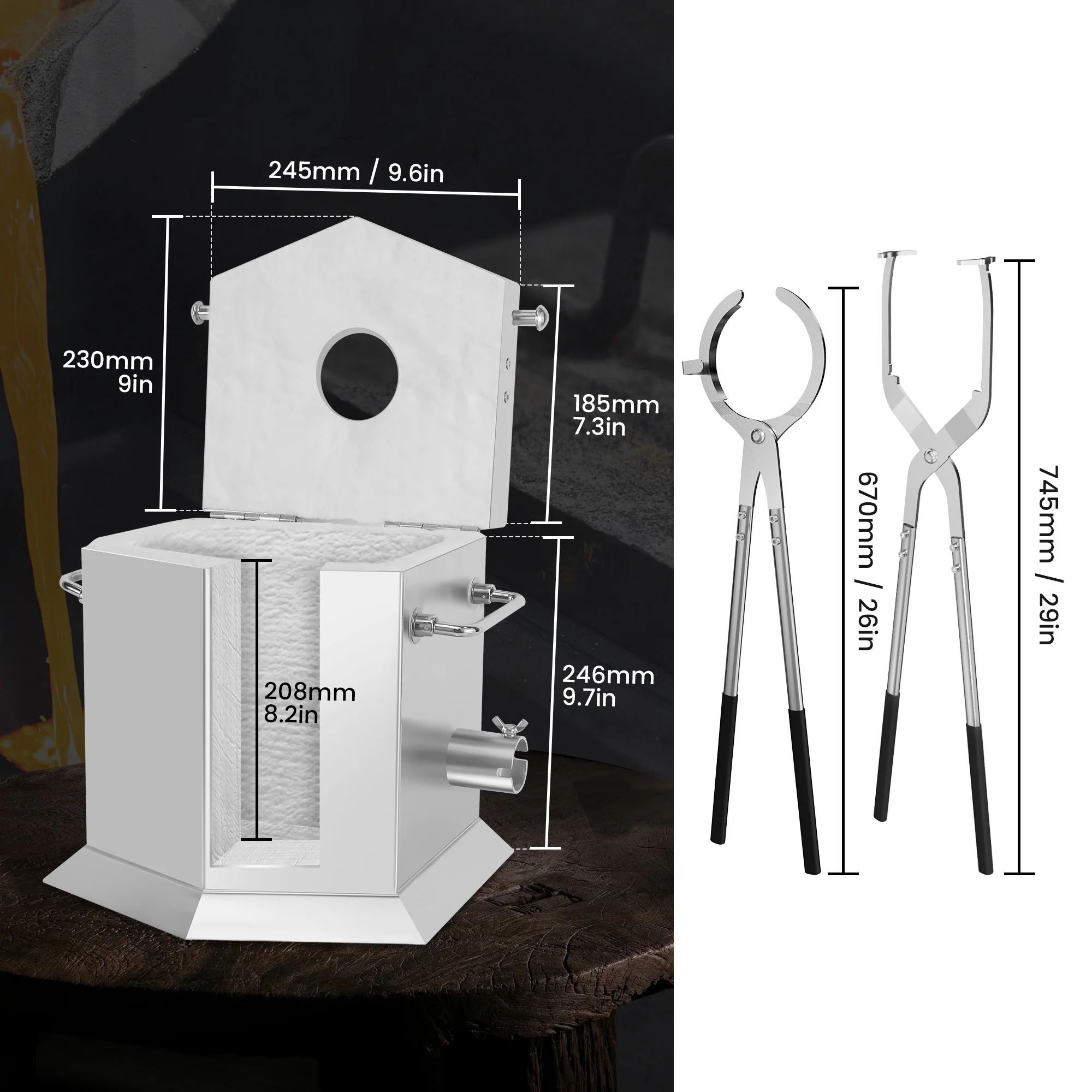 7KG Propane Melting Furnace Kit with Two Tongs and Crucible, All New Kiln Metal Foundry Furnace Smelting Gold Silver Copper Aluminum, Metal Recycle Home Smelting Casting Tool(7KG) - Image 6