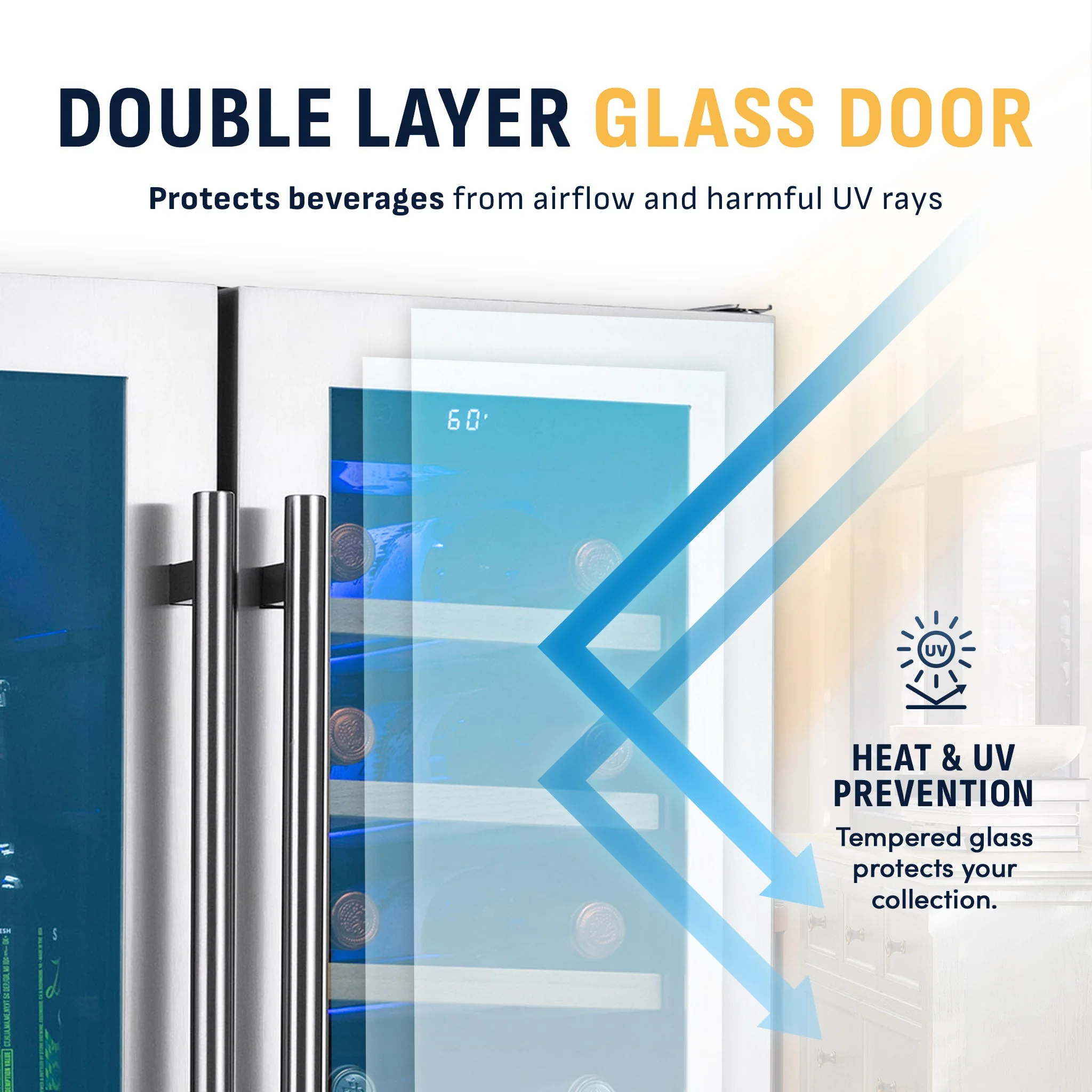 Newair 58-Can, 18-Bottle Premium Built-in Dual Zone Beverage Fridge - 24