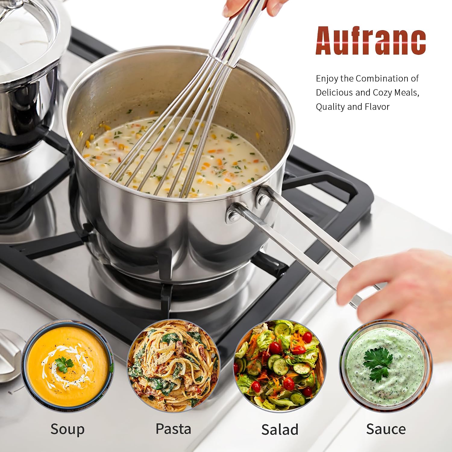 Stainless Steel pots and pans set, 6 PCS Nonstick Induction Cookware Set