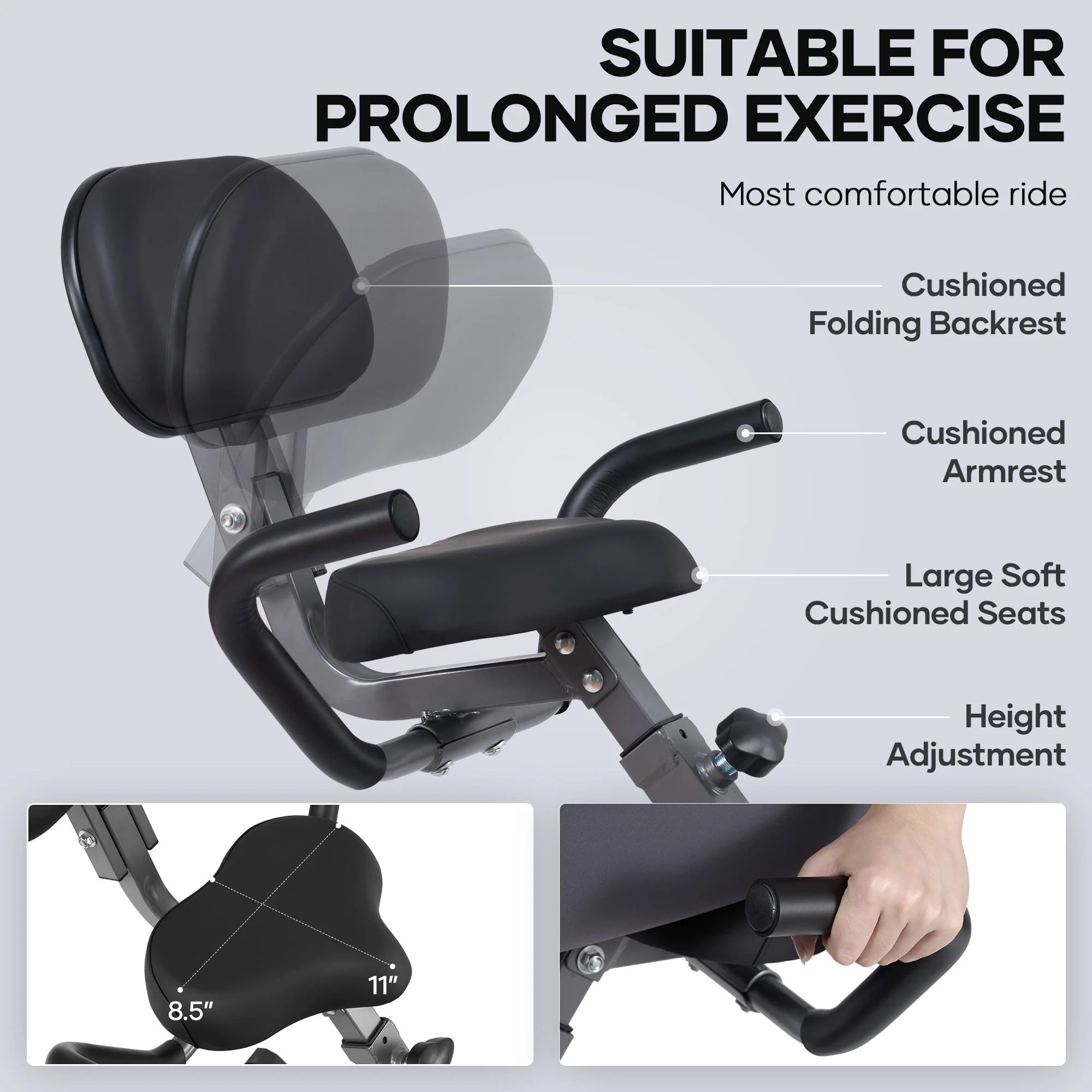 Folding Exercise Bike Magnetic Upright Bike with Pulse Sensor LCD Monitor Indoor Cycling Stationary Exercise Bike Perfect for Home Use - Image 2