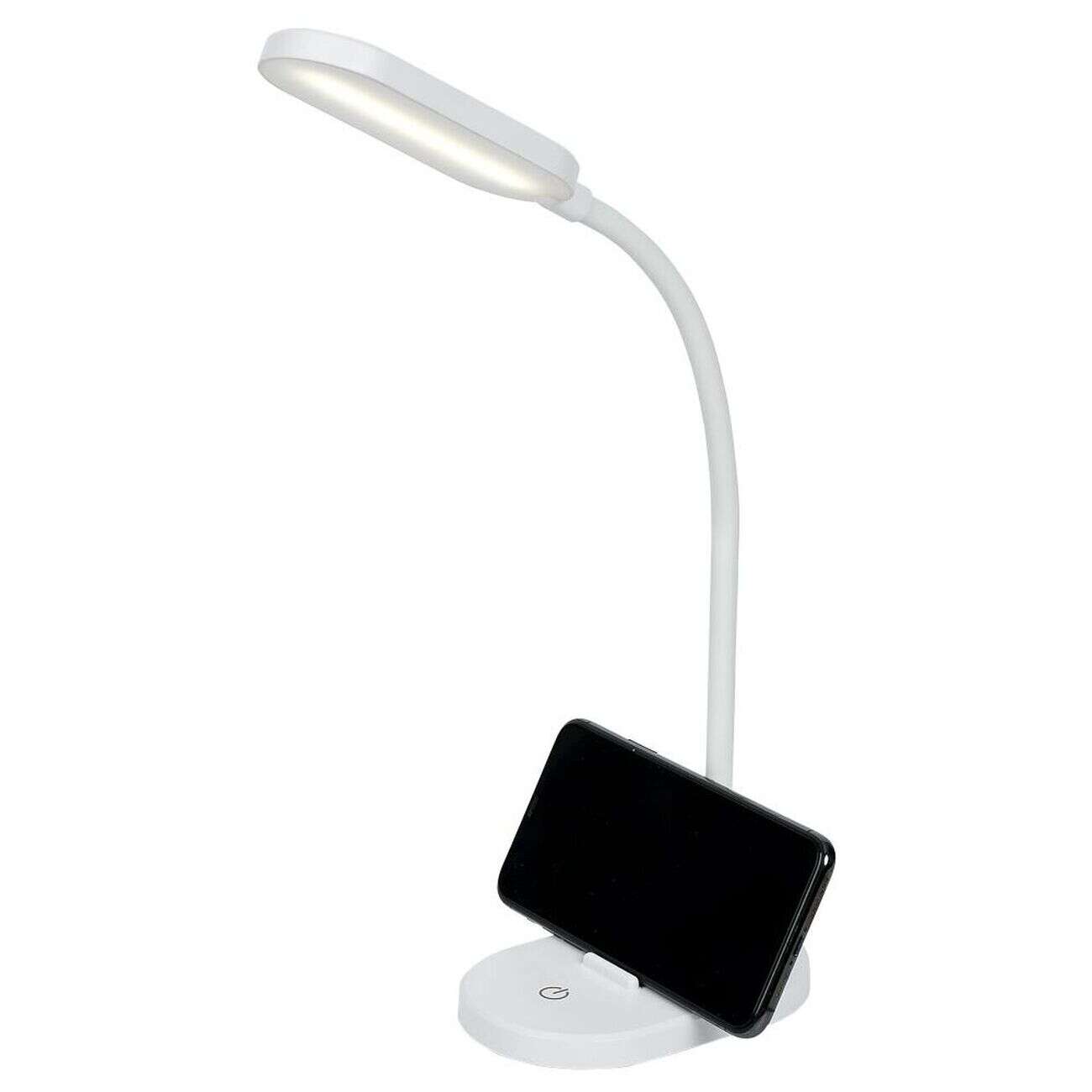 Lampe de bureau flexible à LED avec support téléphone blanche