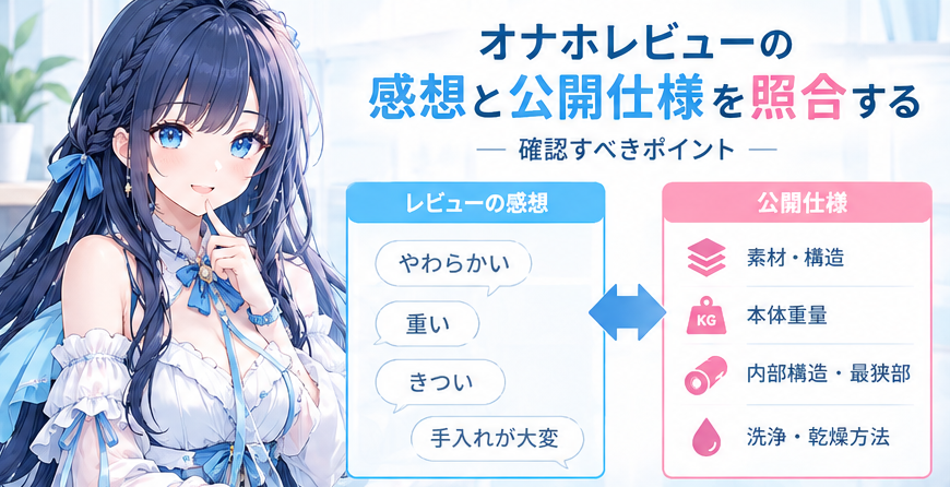 オナホレビューの感想を公開仕様と照合する確認項目を整理したガイド画像