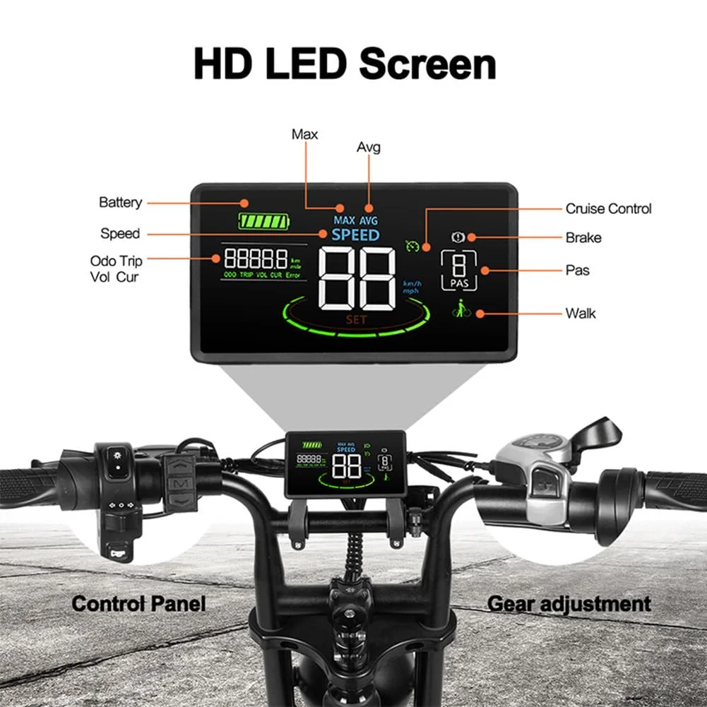 Electric Bike for Adults,Peak 1500W 28mph Mountain Ebike,48V 15.6AH 20" Fat Tire Electric Bicycle Full Suspension UL2849(V20-Black) - Image 2