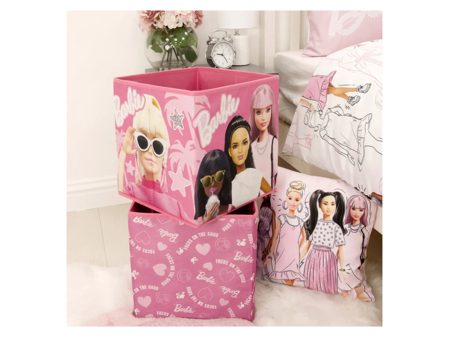 Barbie Lot de 2 botes de rangement, 30 x 30 x 30 cm