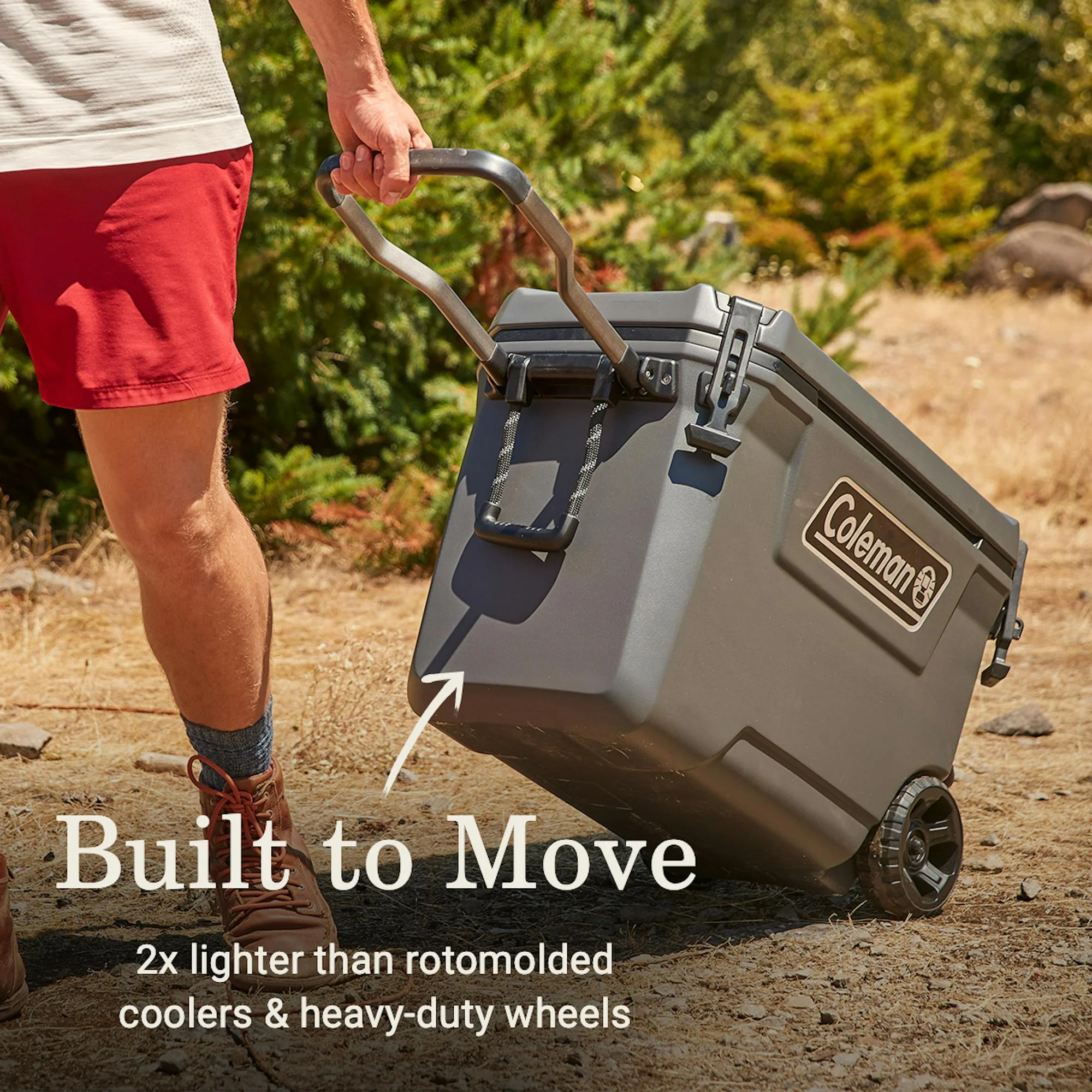 Convoy Series 65-Quart Hard Cooler with Wheels, up to 48 Cans, Brown Walnut Color(Walnut) - Image 10