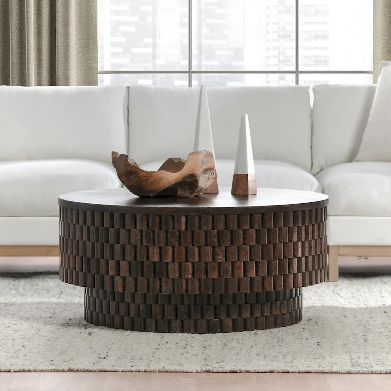 Round Coffee Table with Hidden Storage and Castors