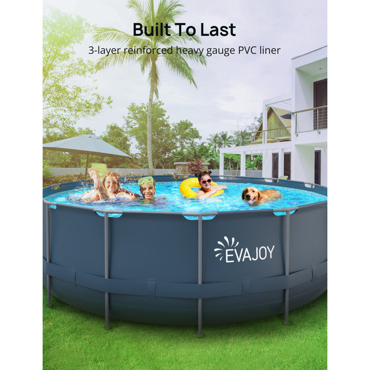 Ensemble de piscine hors sol ronde EVAJOY avec structure métallique de 4,88 m x 1,22 m