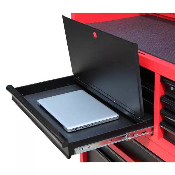 Commode de rangement en acier à 8 tiroirs de 46 pouces, rouge et noire