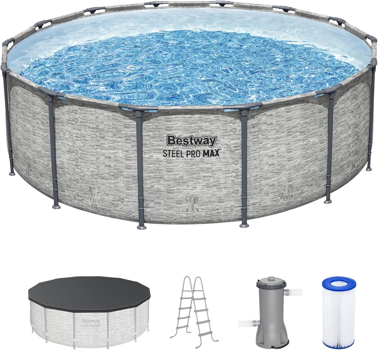Piscine extérieure hors sol ronde Steel Pro MAX de 4,27 m x 1,22 m avec structure métallique