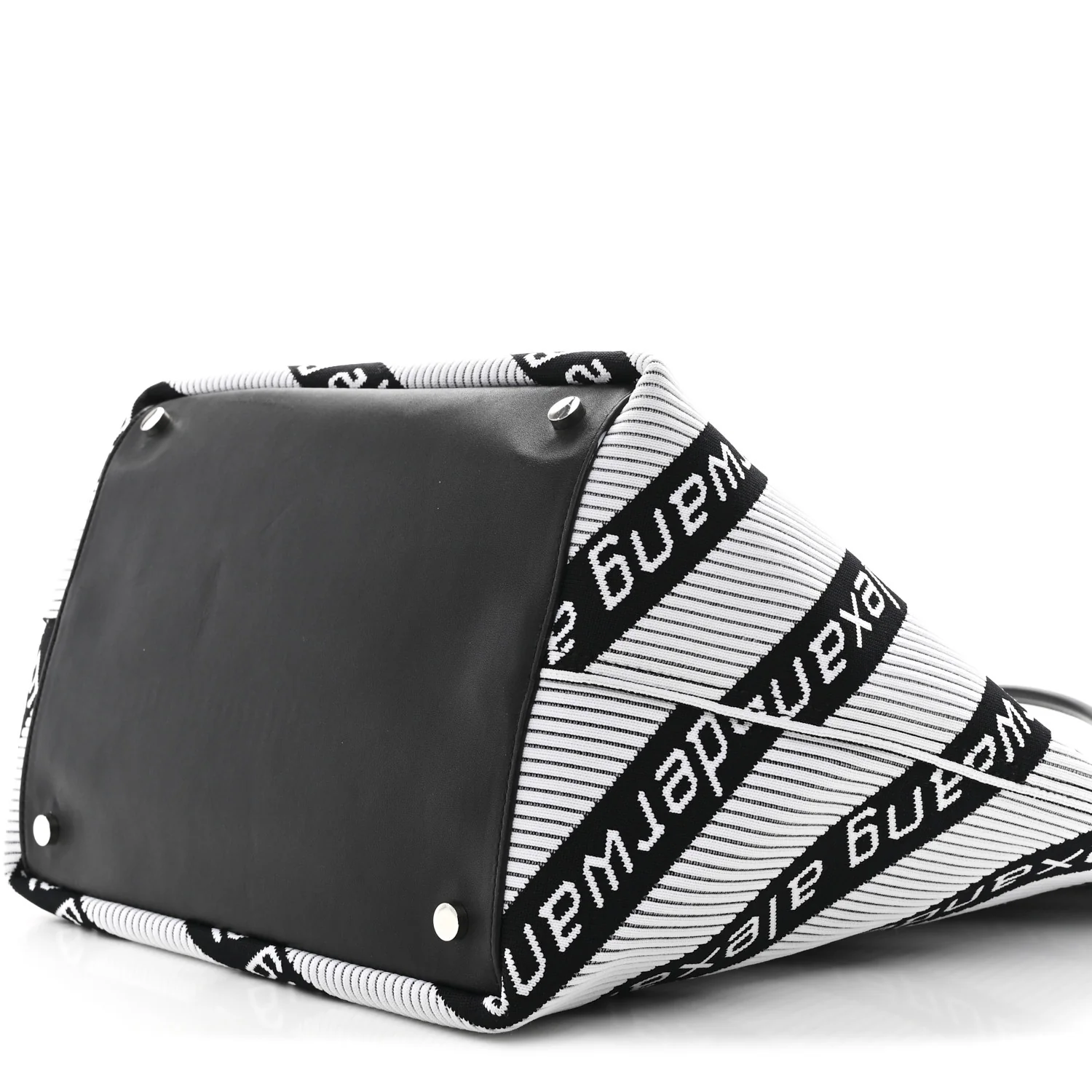 Knit Jacquard Diagonal Logo Roxy Tote White Black