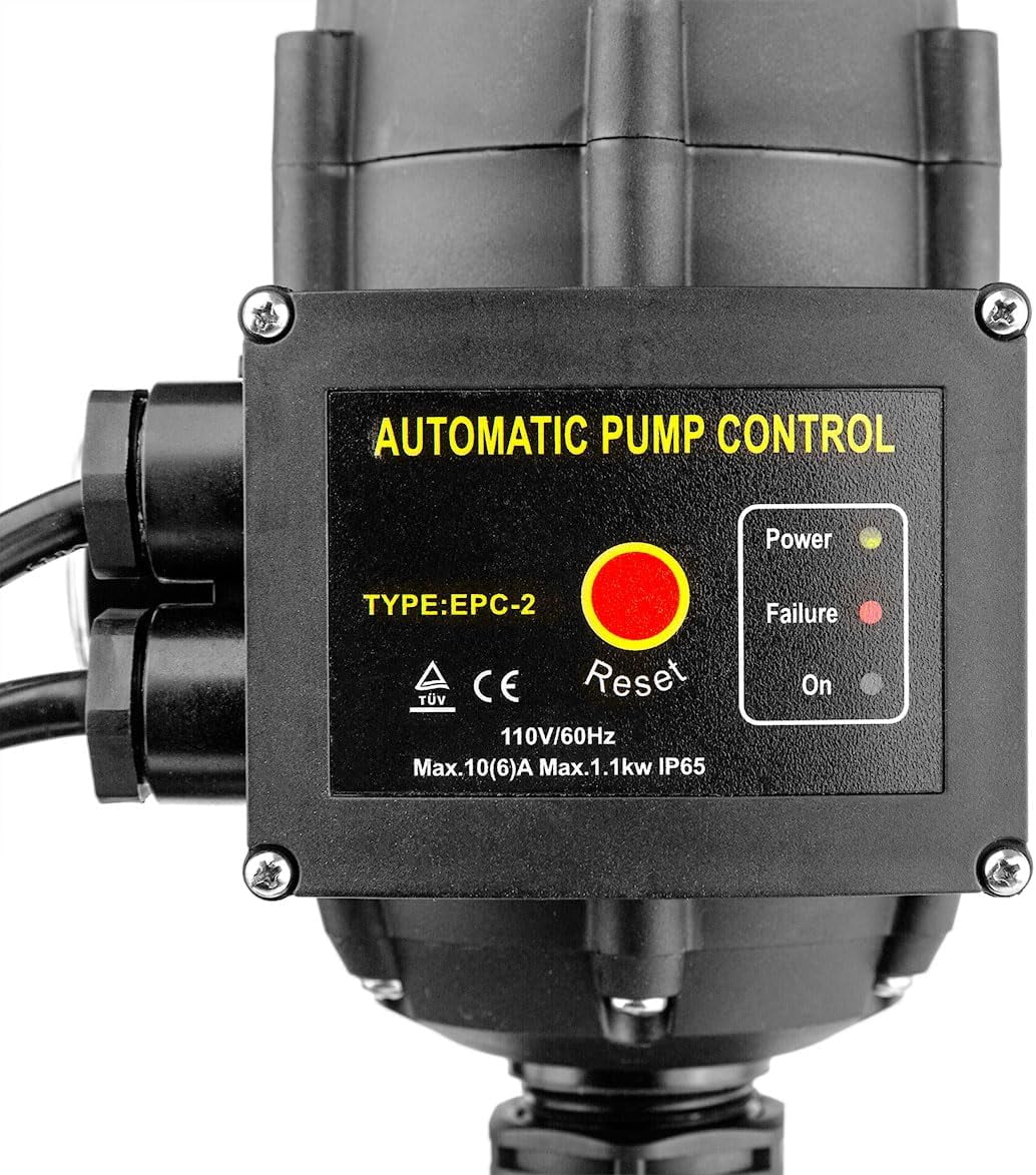 XtremepowerUS 1.6HP Portable Shallow Well Pump, 1268 GPH 120V With Controller, Stainless Steel, For Sprinkler, Irrigation, Garden, Lawn Water Transfer