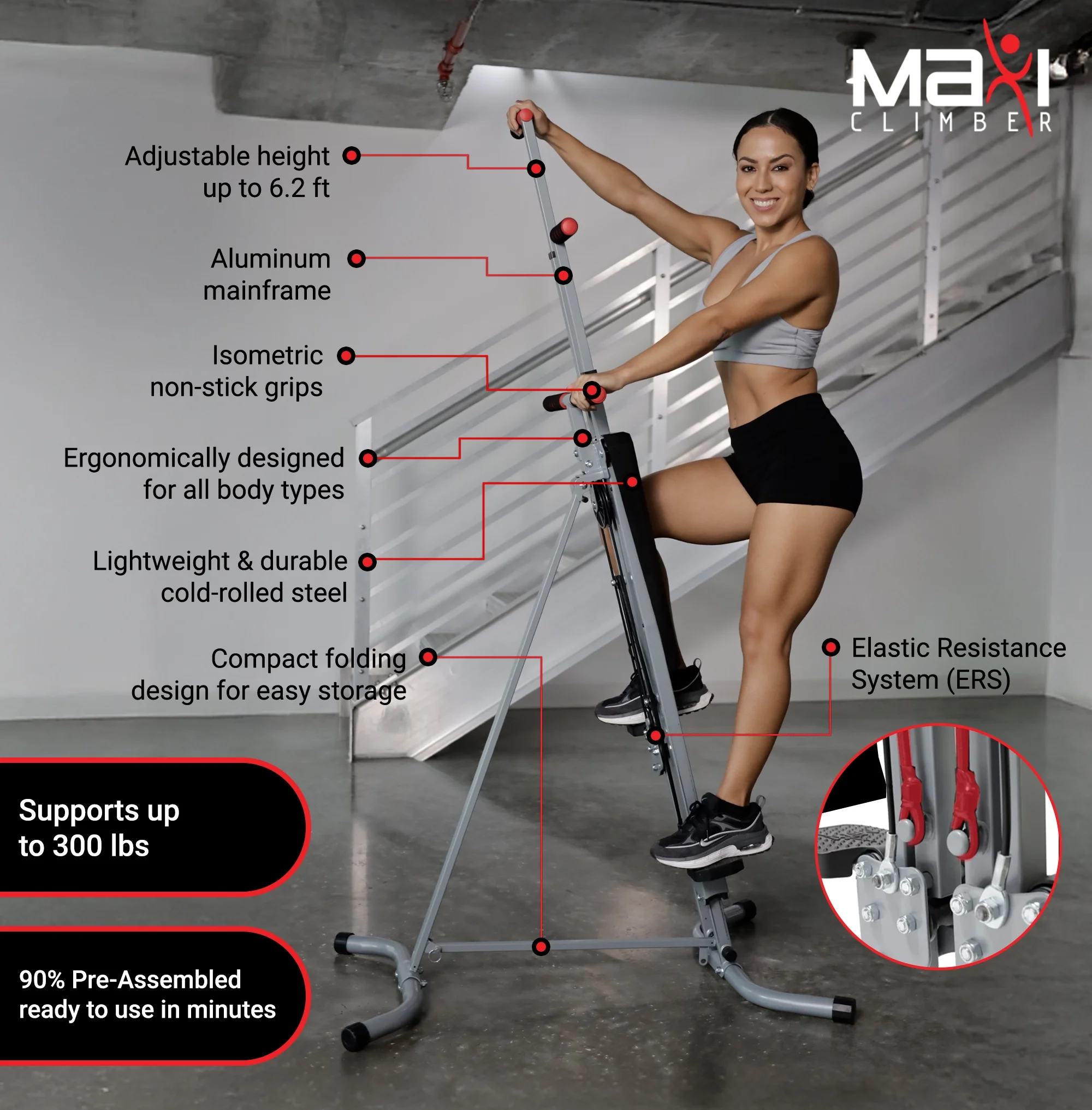 Classic Vertical Resistance Climber and Cardio Exercise System - Image 4