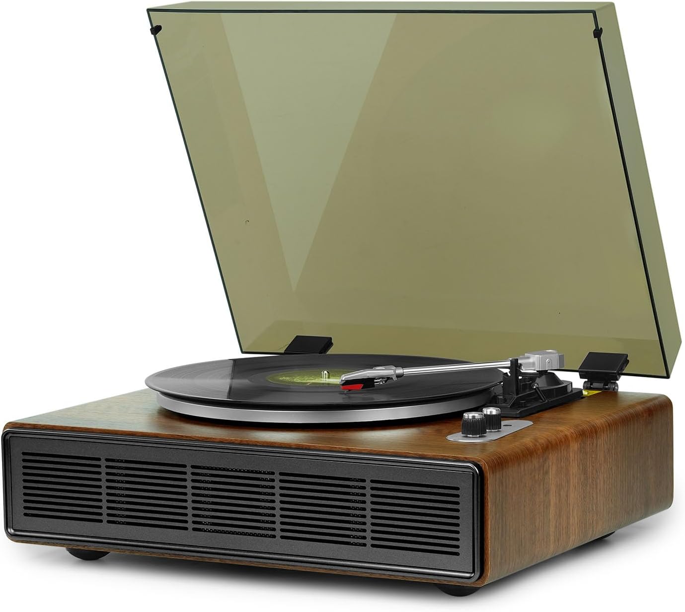 Vinyl Record Player with Bluetooth Input and Output  3 Speed Turntable Built in Speakers  RCA Output  AUX in  Earphone Jack  Retro Design for Home Audio