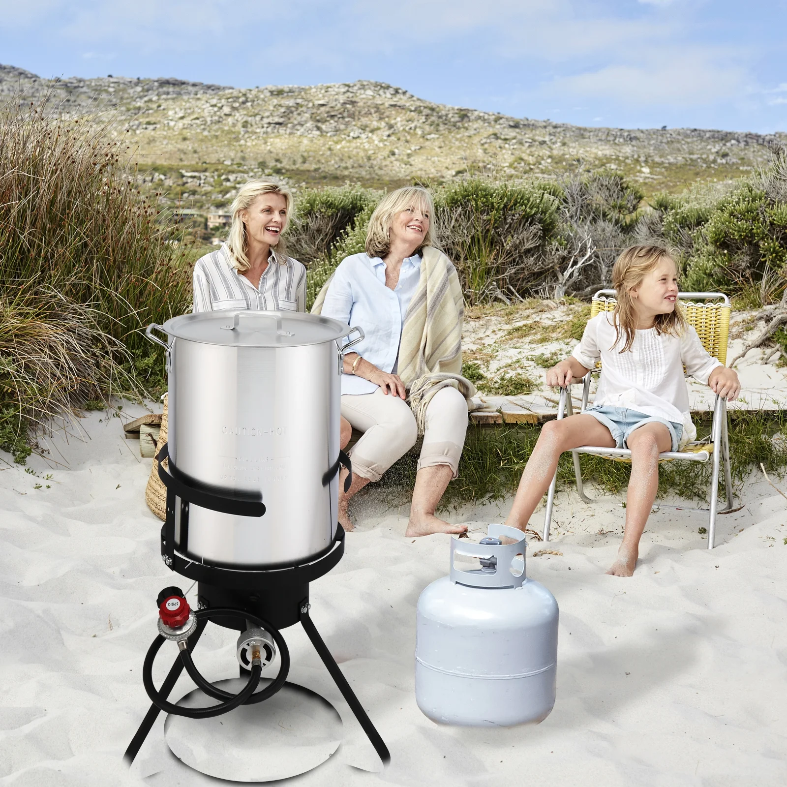 30 Qt Iron Aluminum Turkey Fryer Pot,Outdoor Fryer Kit with Injector Thermometer Kit,54000 BTU Outdoor Propane Stove Burner Stand for 20lbs Turkey,10Pcs,Silver(10 Pack) - Image 5