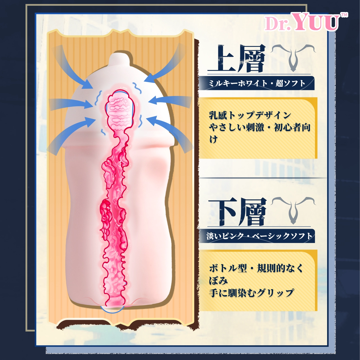 Male masturbator cup with soft silicone interior