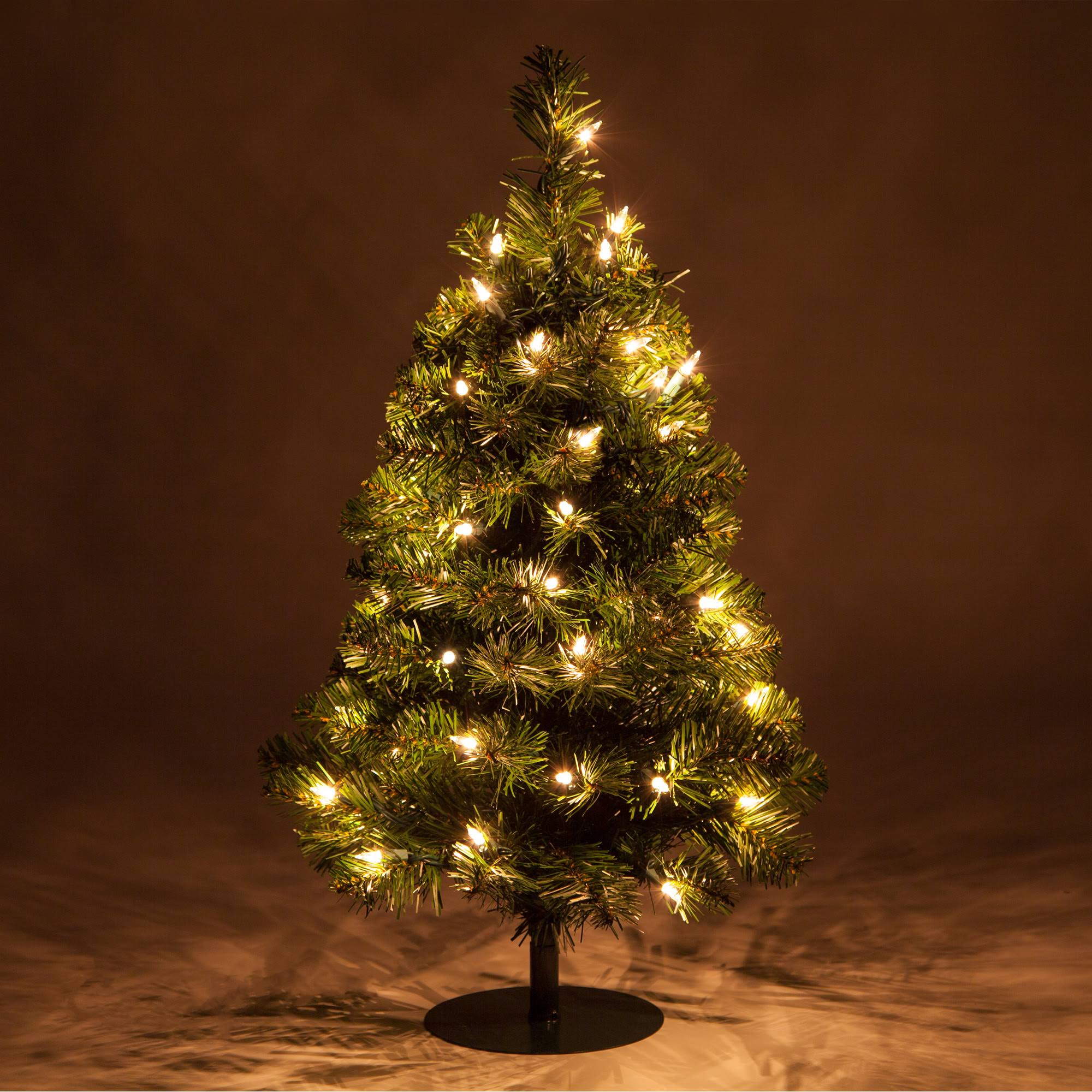 Red Sleigh 2' Christmas Tree Pathway Christmas Light Miniature Christmas Tree, 50 Clear Incandescent Lights