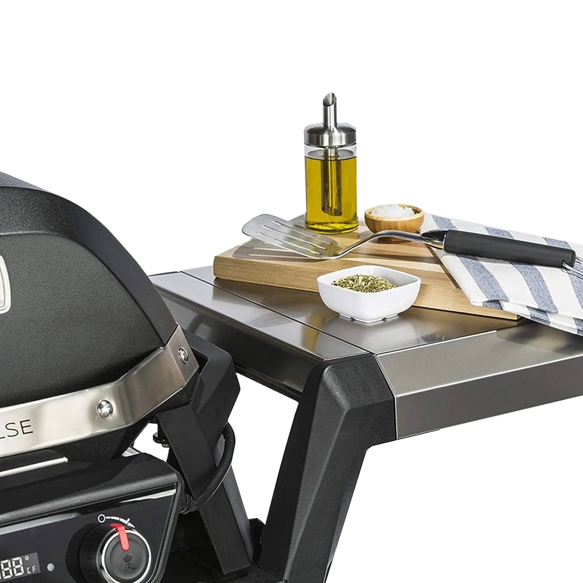 Weber Pulse 200 Electric Grill Rolling Cart with Foldable Side Table, Black(1) Image 9