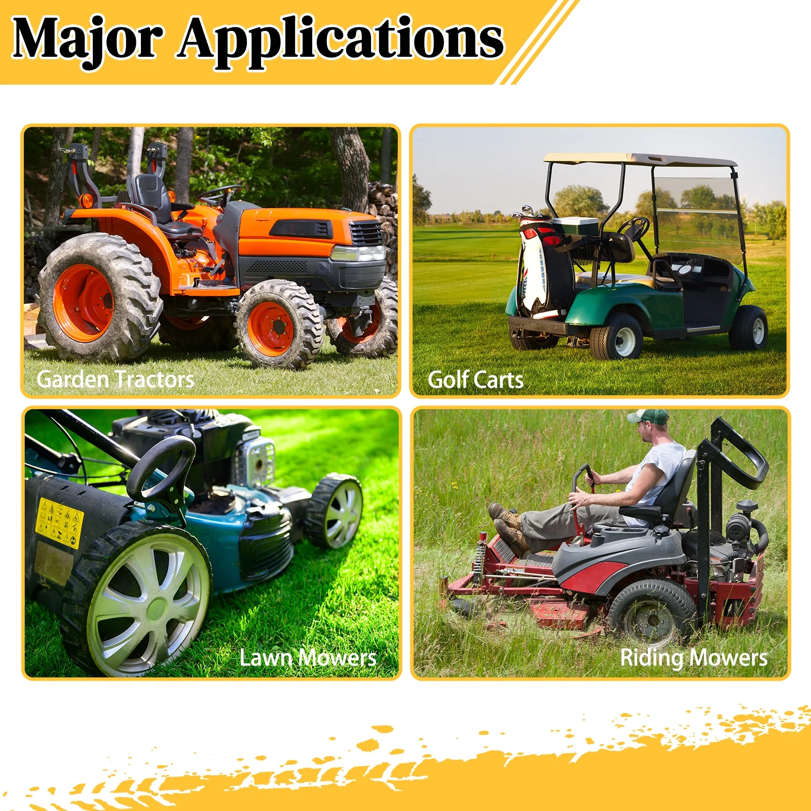 Ktaxon 2 Pack 24x12.00-12 Lawn Mower Turf Tires, Garden Mower Tractor Cart Tires, 6PR Golf Cart Tires, Tubeless - Image 10
