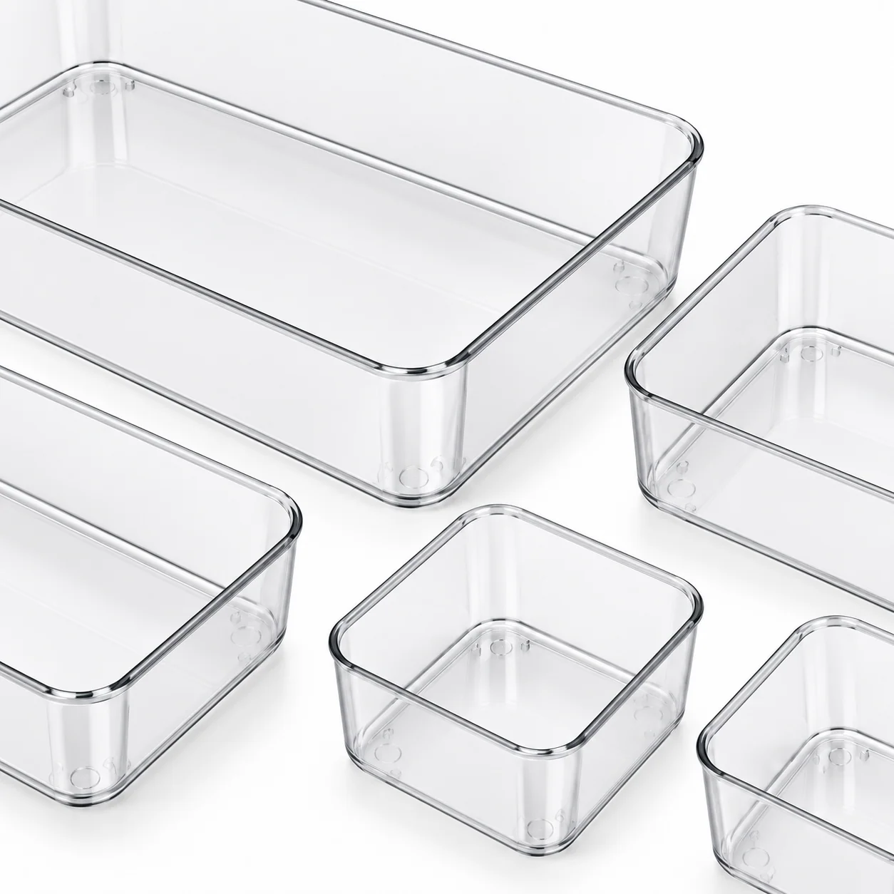 Clear Modular Drawer Organizer Trays, 8-Piece Set