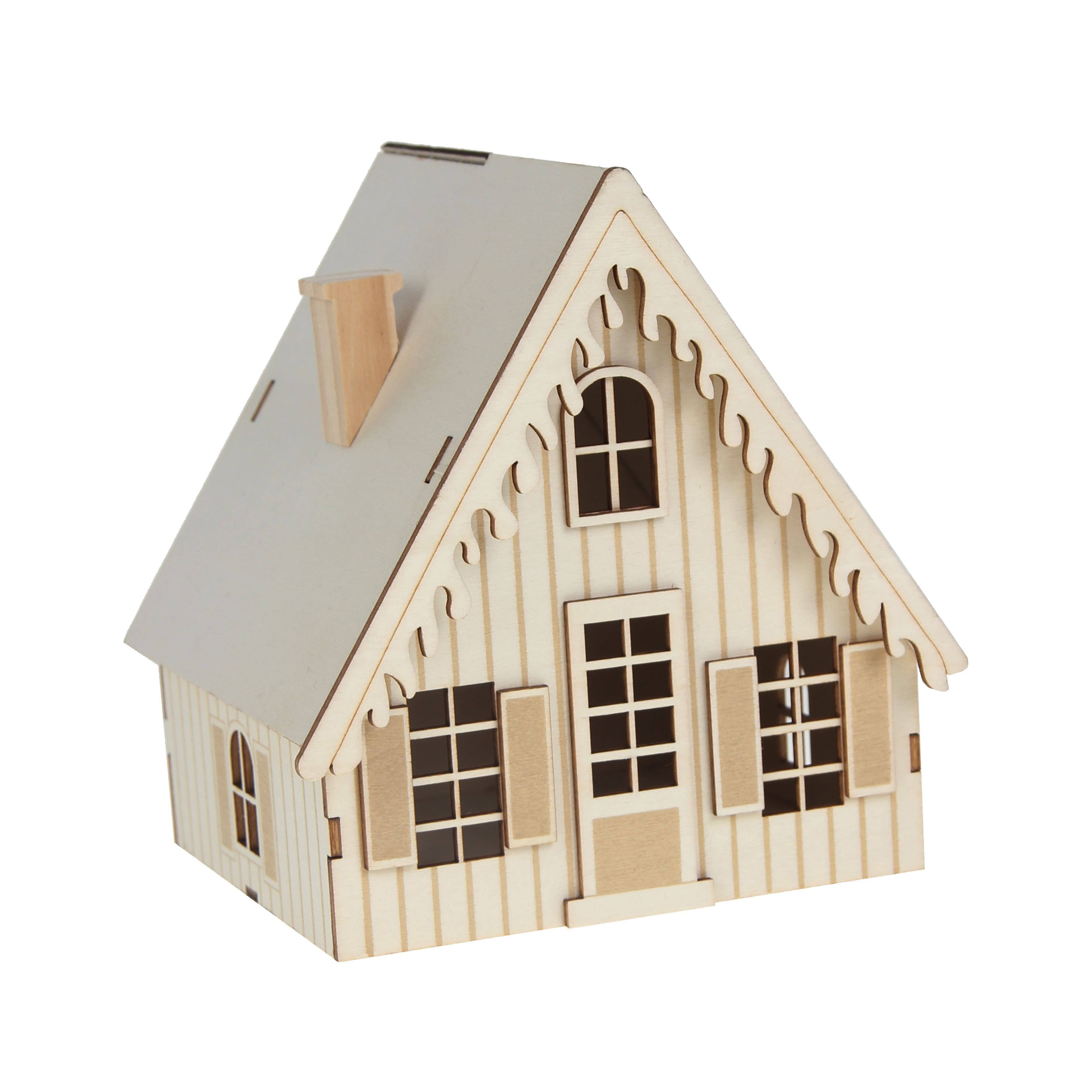 6 inch LED Wood Winter Triangle House dcor by Make Market-Christmas Crafts + Supplies, Size: 5..7�� x 6�� x 5.4��