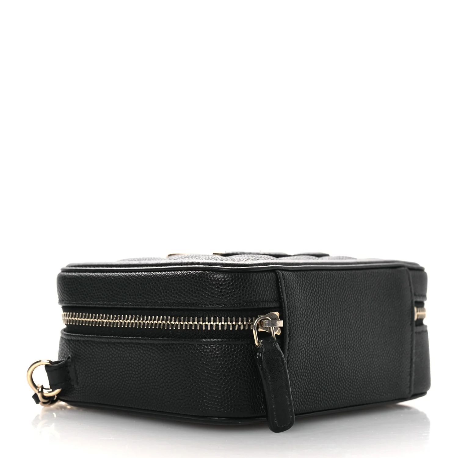 Caviar Quilted CC Filigree Vanity Clutch With Chain Black