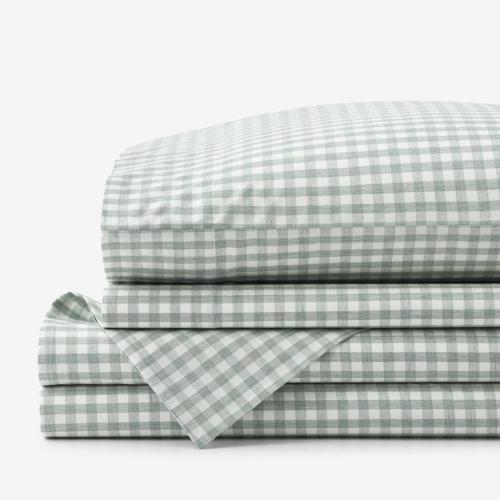 Company Cotton Gingham Yarn-Dyed Melange Plaid Cotton Percale Sheet Set