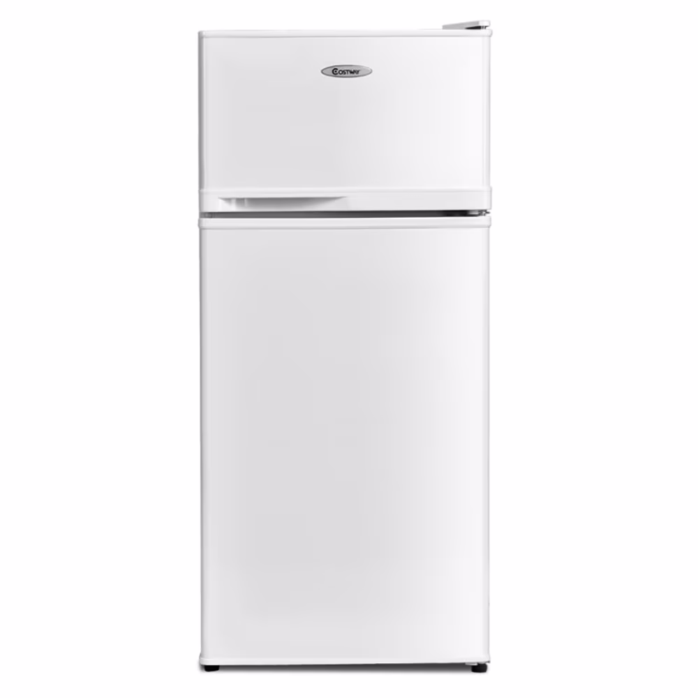 Canddidliike 2 Doors Cold - Rolled Sheet Compact Refrigerator - White, Fridge with Freezer, Fridge, Adjustable Thermostat