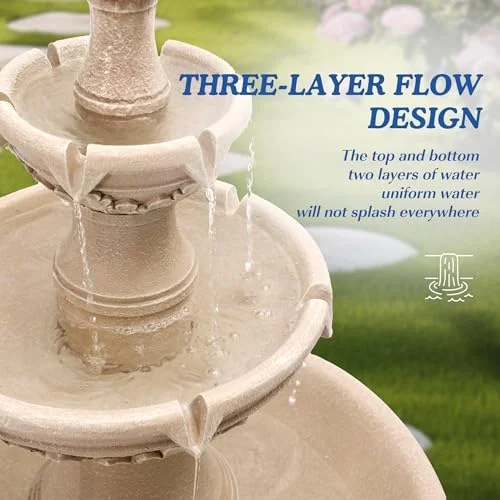 Italian Outdoor Water Fountains Garden Decor - 48.4''H Fountains and Waterfalls Outside, Large Cascading Indoor Floor - Standing Resin Bubbler Fountain Features W/Pump for Patio, Yard and Home