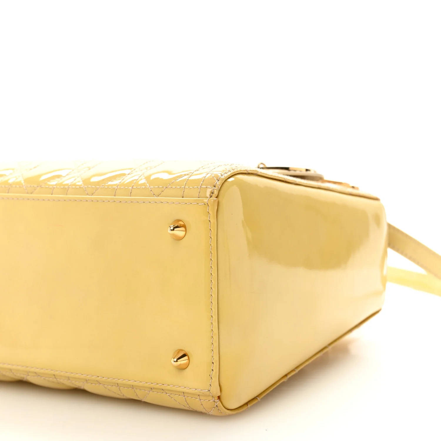 Patent Cannage Medium Lady Dior Beige