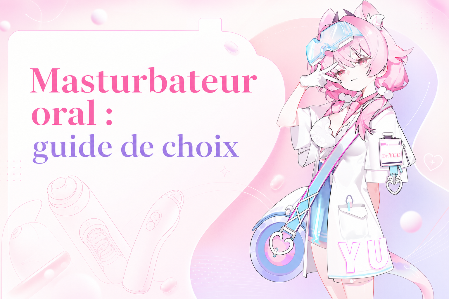 Illustration rose et blanche pour un guide de choix d’un masturbateur oral