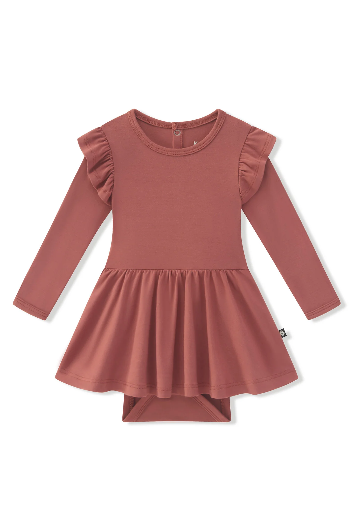 Long Sleeve Twirl Bodysuit Dress in Ember