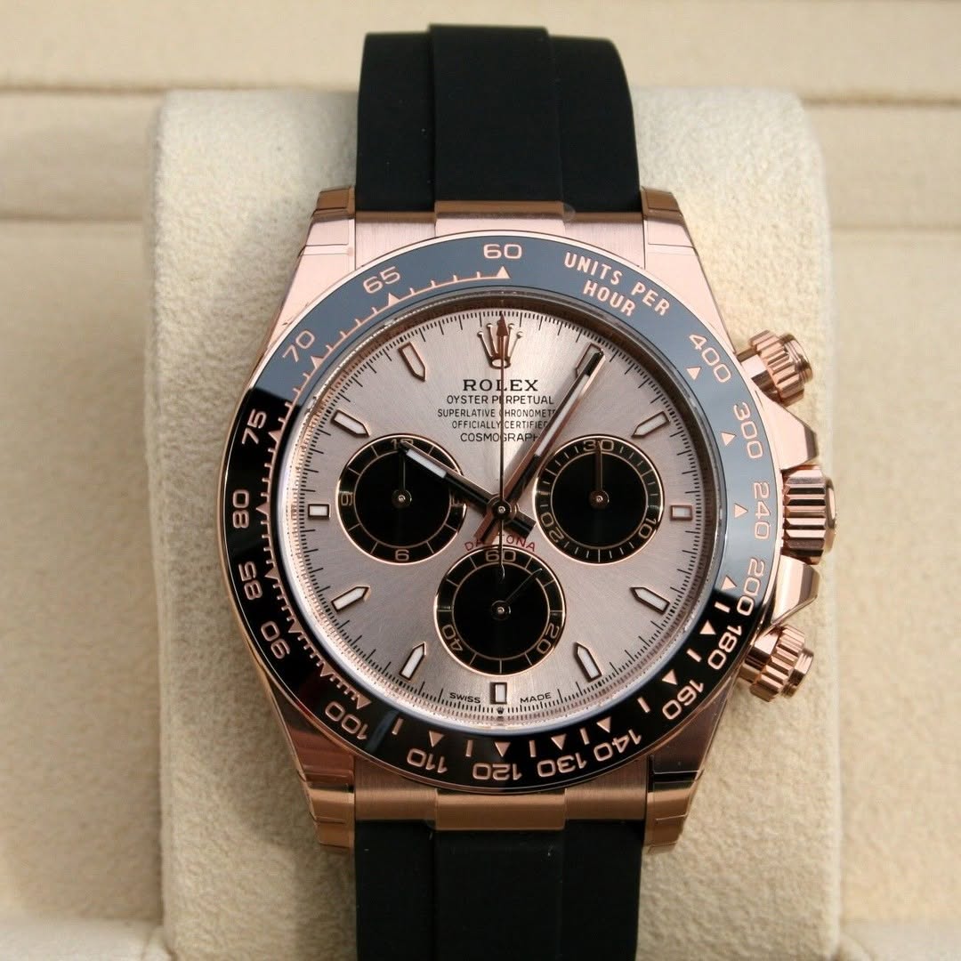 [Super Clone]ROLEX Daytona Rose Gold/Ceramic /Sundust /Oysterfiex  m126515LN-0006