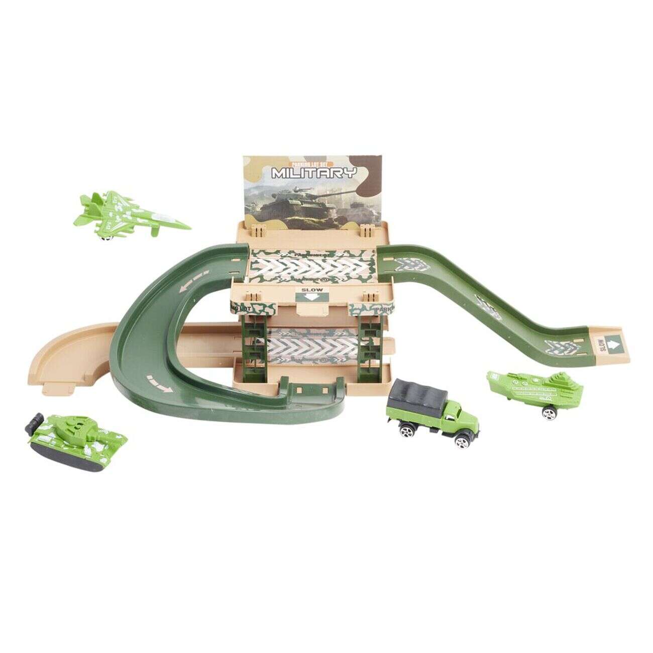 Jeu de parking militaire à construire avec 4 véhicules 19 pièces