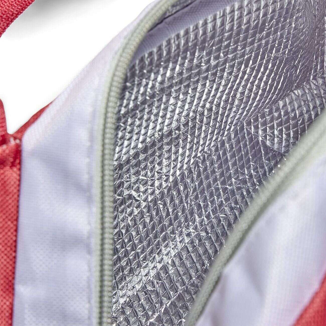 Lunch bag sac à repas isotherme rouge et beige - 25x14xH.16cm