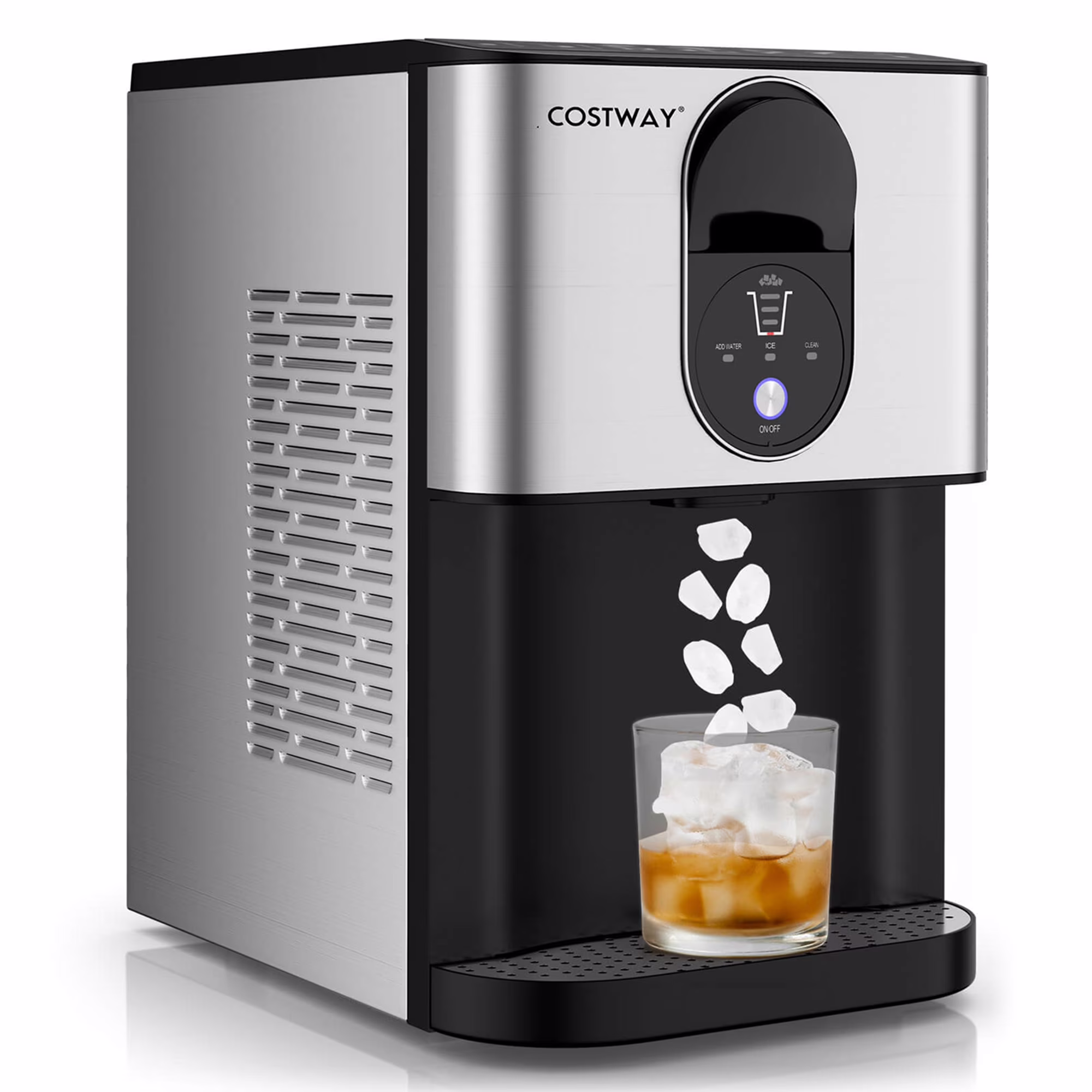 Costway 56 lb/24 H Pepple Chewable Countertop Ice Maker with Self - Cleaning System
