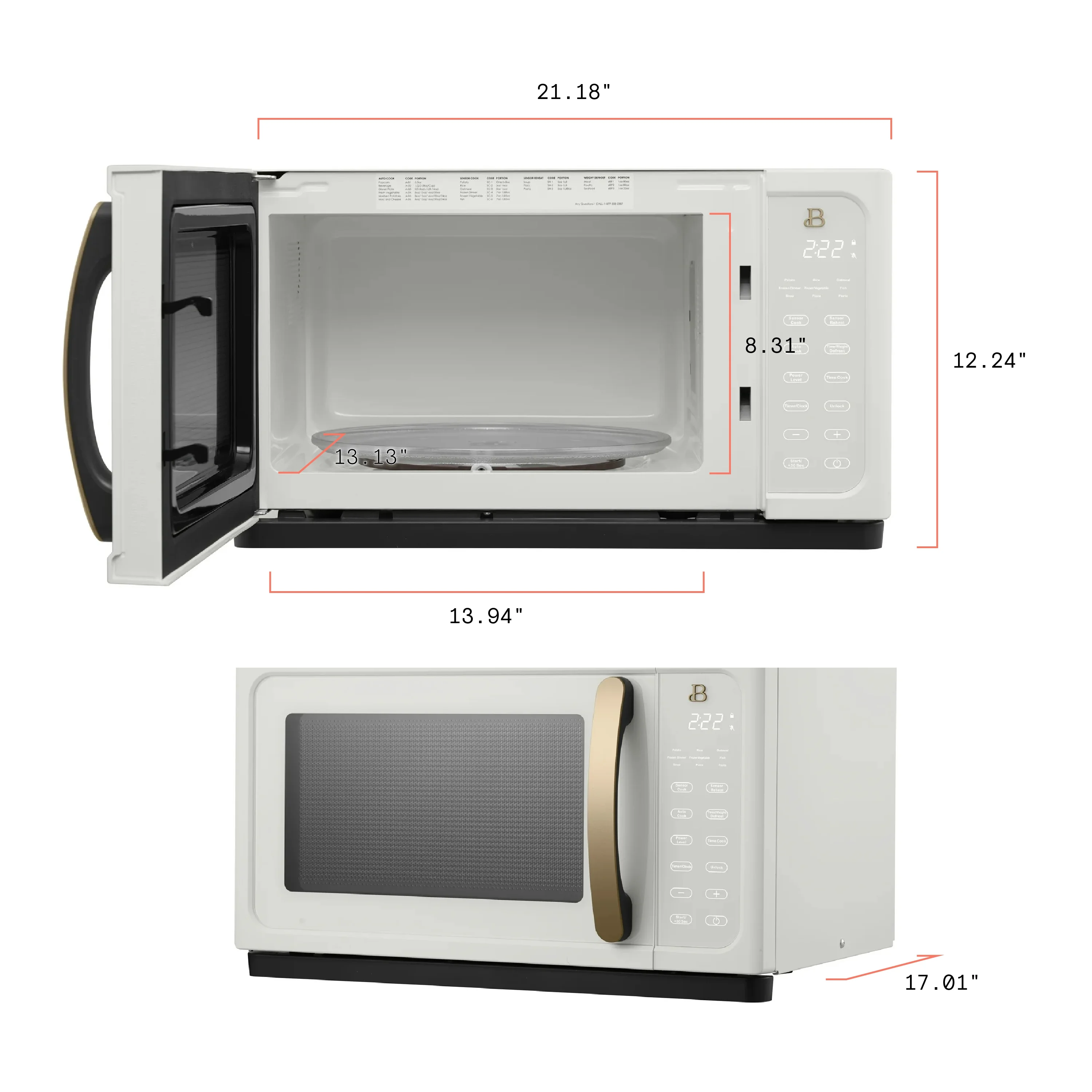 Beautiful 1.1 Cu ft 1000 Watt, Sensor Microwave Oven, White Icing, New(White Icing) - Image 4
