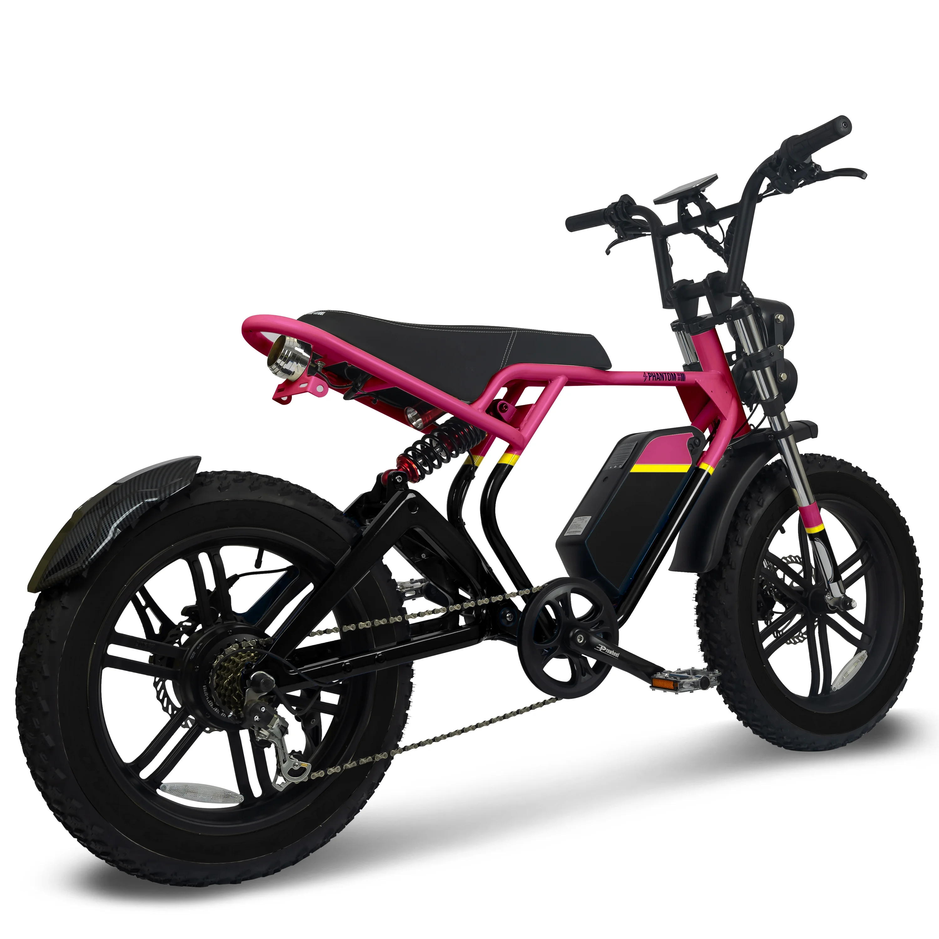Electric Bike for Adults Electric Bicycle with Fat Tire Ebike with Full suspension Montiain bike Max Load 330LB, 7 Speed, Removable Battery Moped E-Bike(Pink) - Image 6