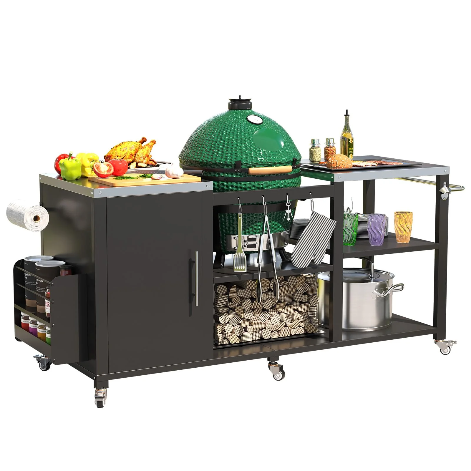 AECOJOY Outdoor Grill Table for Big Green Egg, 69.7