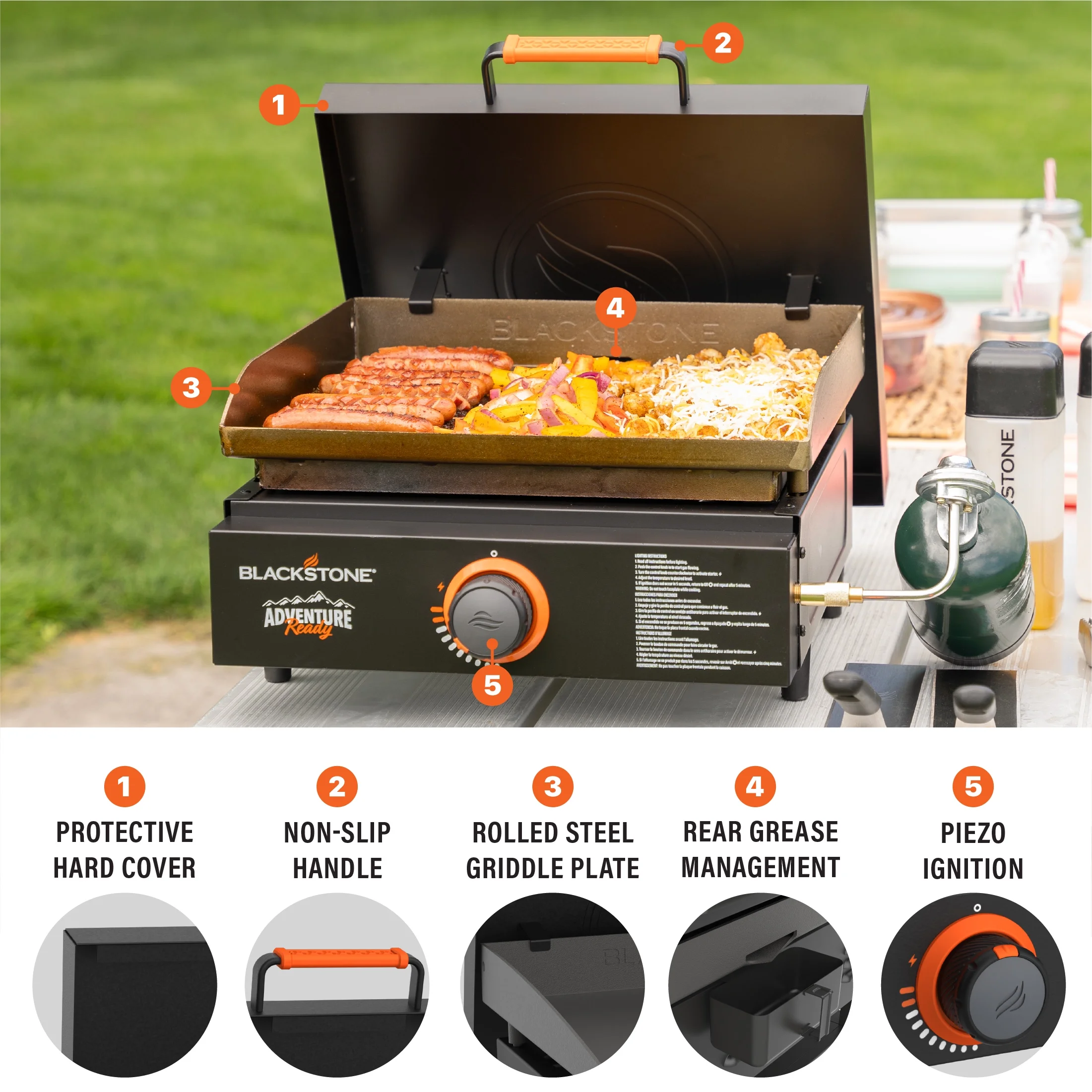 Adventure Ready 17�� Propane Griddle with Hard Cover(Black) - Image 7