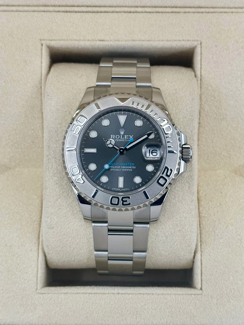 [Super Clone]RLX Yacht-Master 37mm Rhodium Dial 268622 Steel with Platinum Bezel