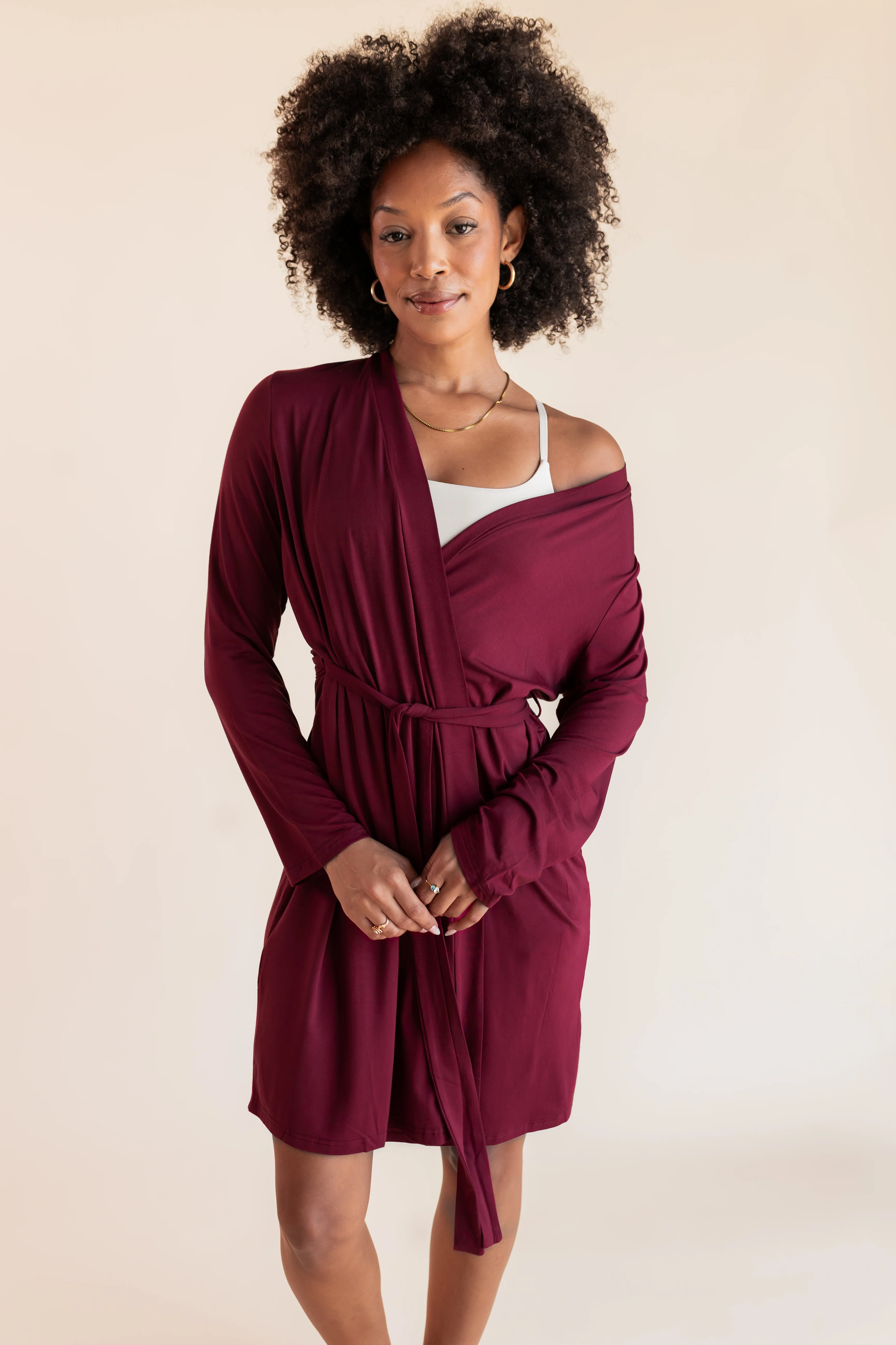 Women's Lounge Robe in Burgundy