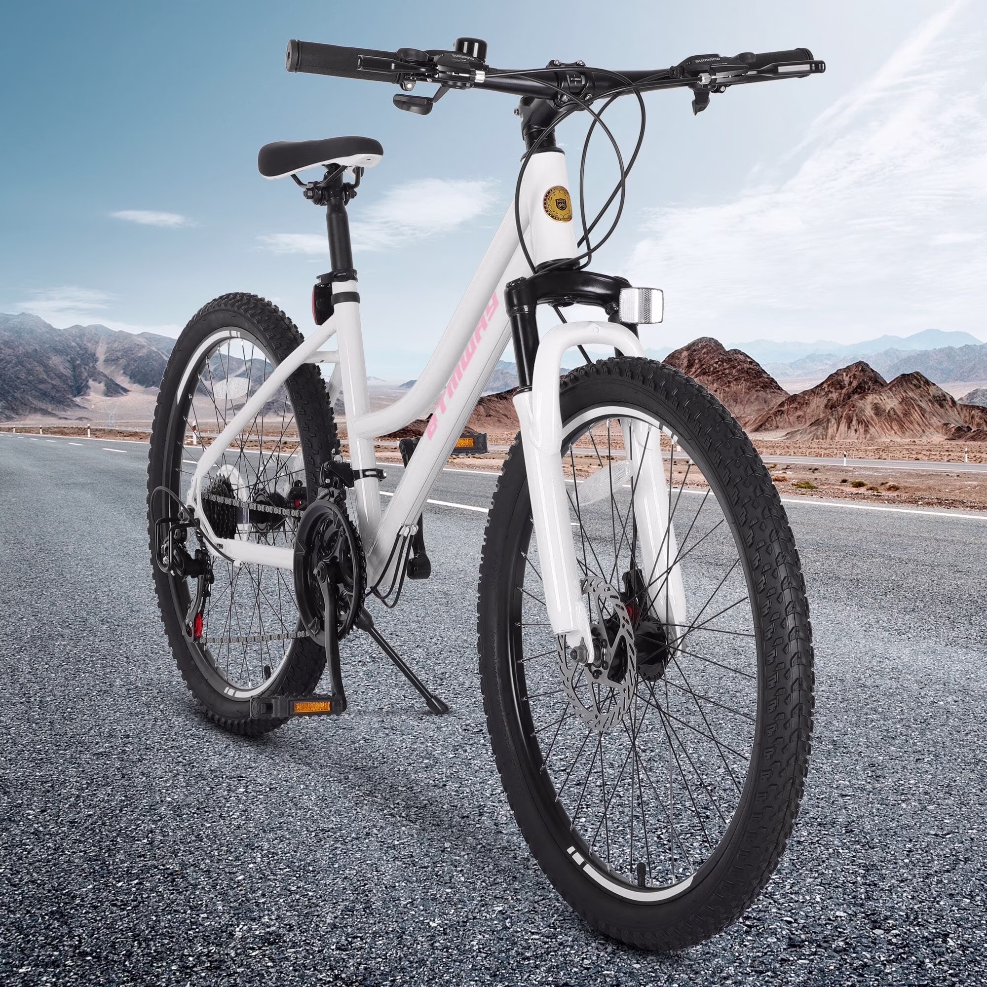 SHINPT 24 Mountain Bike for Teenagers and Adult, Mountain Bicycles with Dual Disc Brakes, Shimano 21 Speeds Bicycles for Men Women, Adult Bicycle with Comfort Saddle, Commuter Bike
