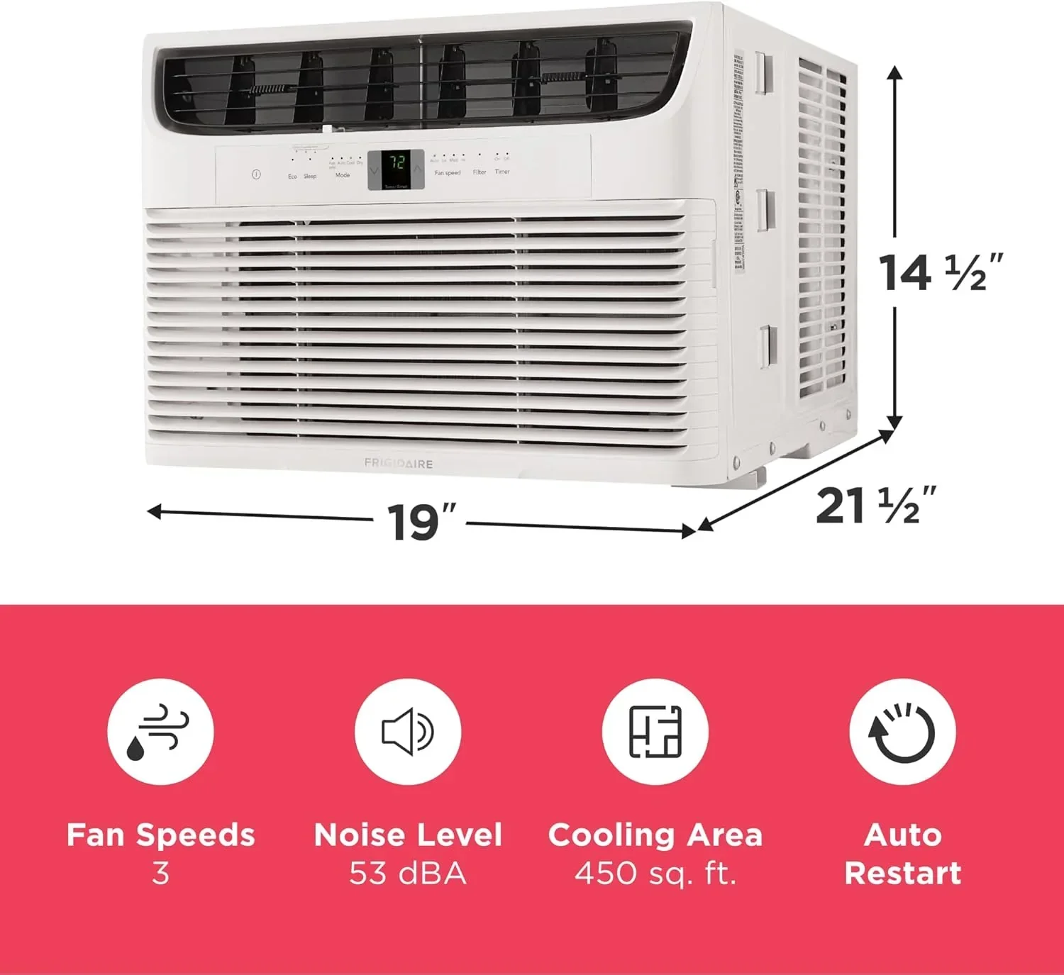 Climatiseur de fenêtre Frigidaire 5 000 BTU avec télécommande. Refroidit jusqu'à 150 pi². Fonctionnement silencieux.