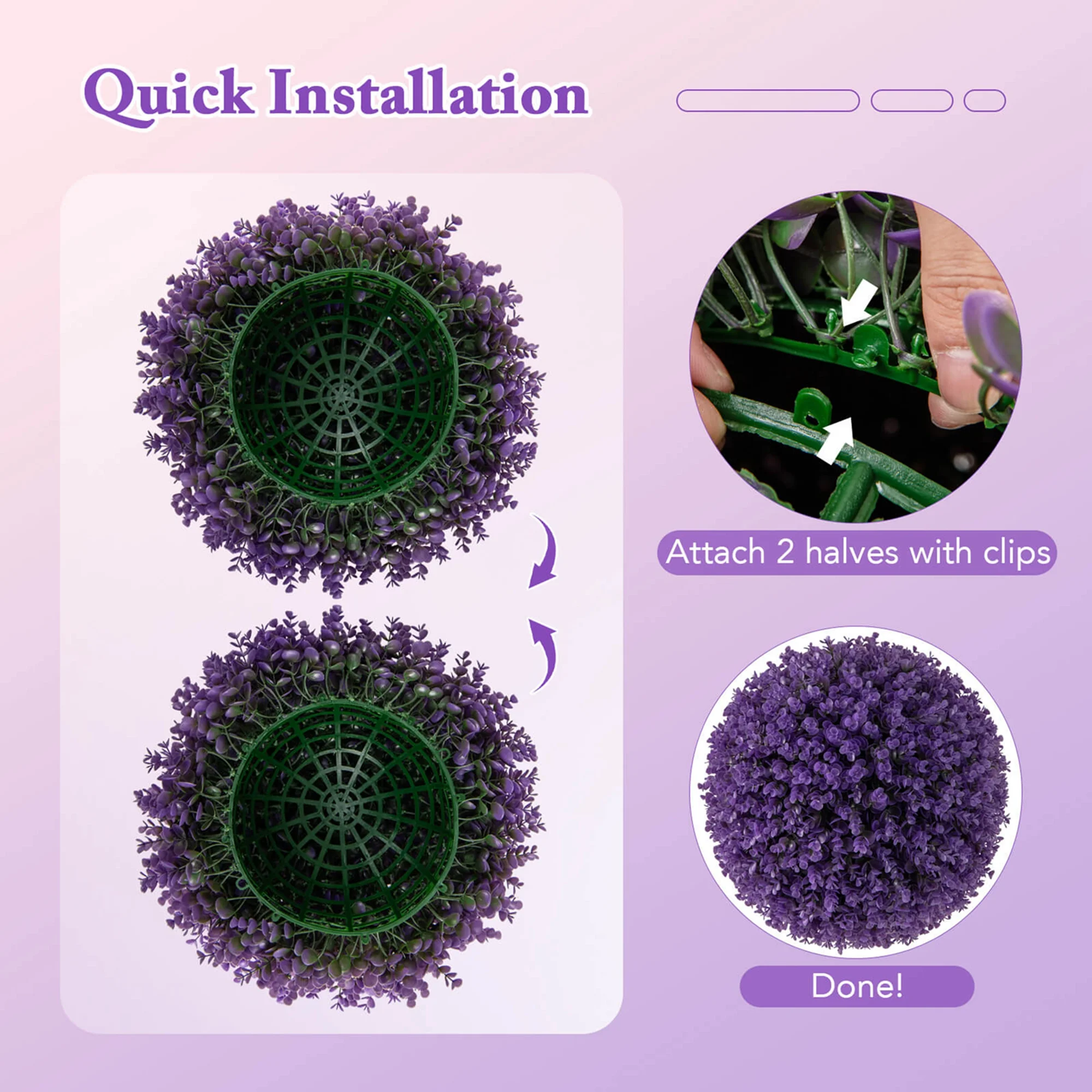 2 PCS Artificial Plant Topiary Balls with7 Layers Leaves UV Protected for Garden - Image 5