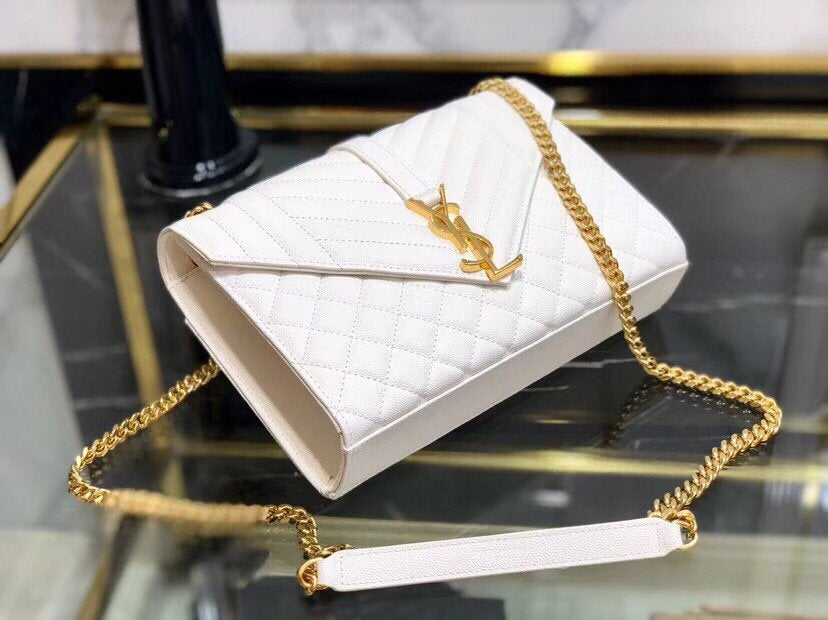 Y ENVELOPE MEDIUM BAG IN MIX MATELASS?? GRAIN DE POUDRE EMBOSSED LEATHER