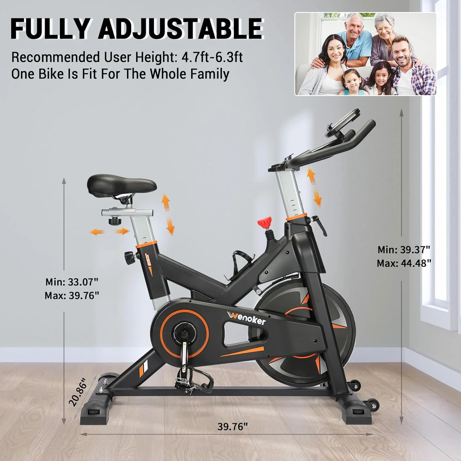 Exercise Bike,Magnetic Resistance Stationary Bike, Indoor Cycling Bicycle with Whisper Quiet,with Bottle Holder for Home Gyme Workout - Image 6